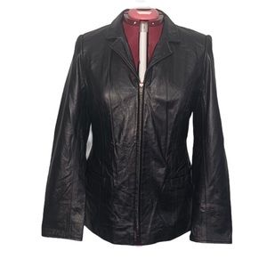 North End Sz Med Genuine Leather Jacket Black